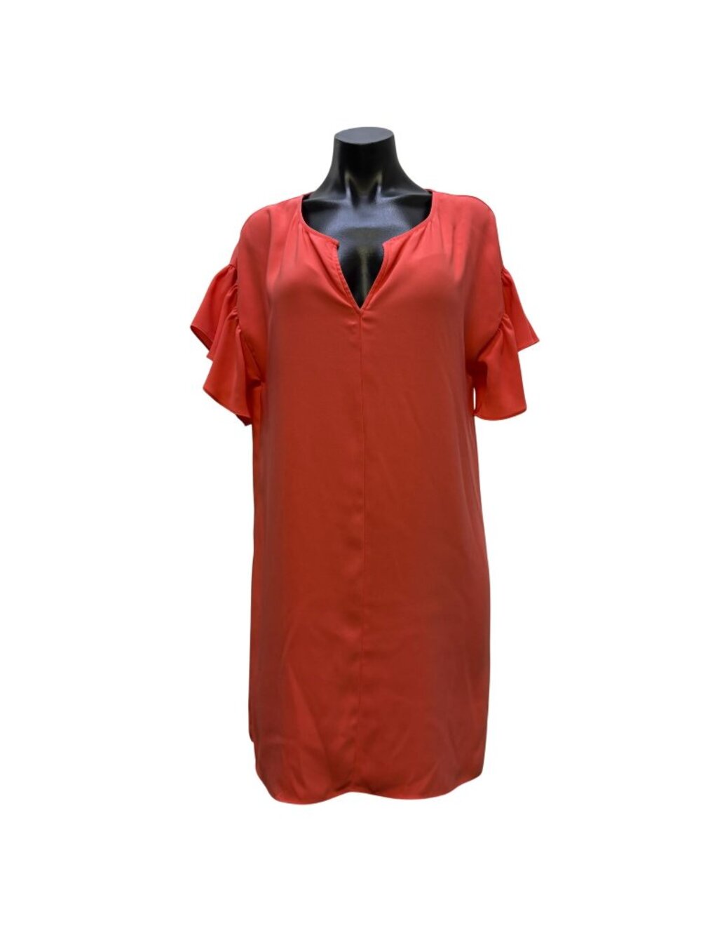 Anna Cate Coral Shift Dress With Ruffle Sleeves Size M